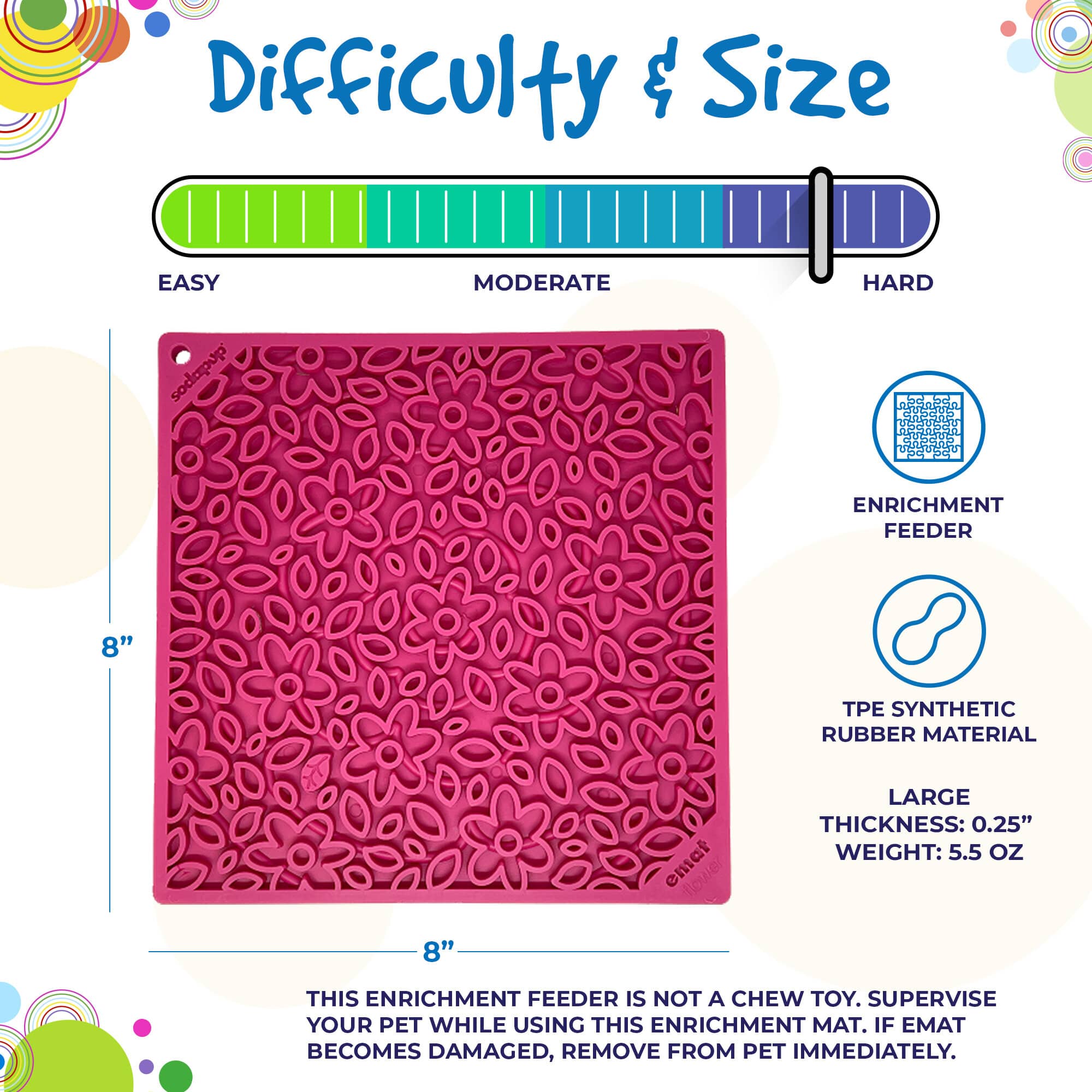 Flower Power emat - Enrichment Lick Mat for Dogs and Cats | Flower Design | USA Made
